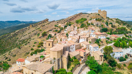 aerial view of ujue medieval town, Spain