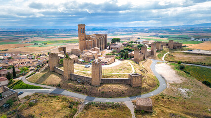 aerial view of artajona citadel, Spain
