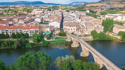 views of puente la reina medieval town, Spain
