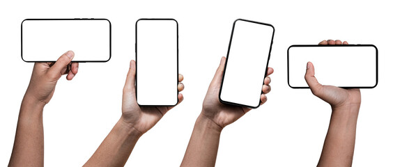 Smartphone similar to iphone xs max with blank white screen for Infographic Global Business...