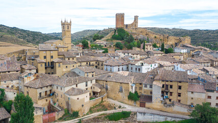 Obraz premium aerial view of uncastillo medieval town in zaragoza province, Spain 