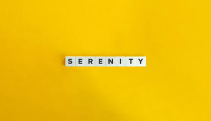 Serenity banner. Block letters on bright orange background. Minimal aesthetics.