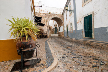 Fototapeta na wymiar typical oldtown street in Faro city
