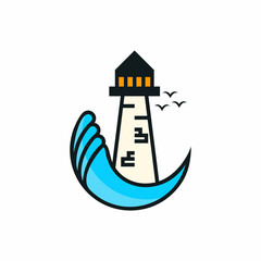 Lighthouse logo design template vector, Lighthouse logo design. Vector illustration.