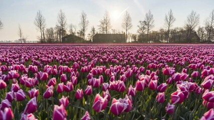 field of tulips and hyacinths