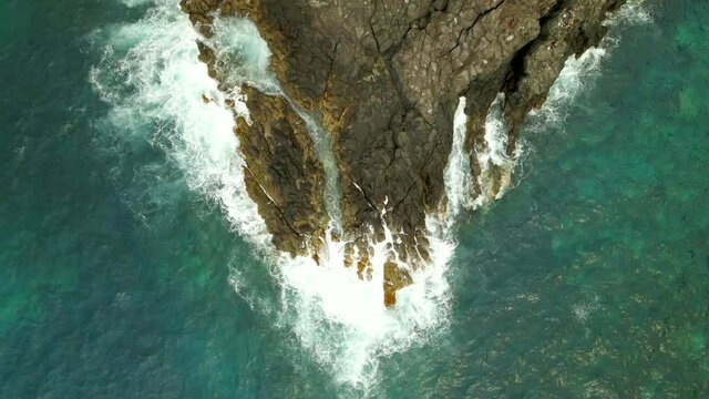 Tenerife, Buenavista del Nte. a town on the Atlantic Ocean. Sunny coast and golf course and banana plantation. Ocean, water, waves, blue ocean.