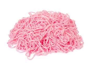 pink tangled knitting yarn