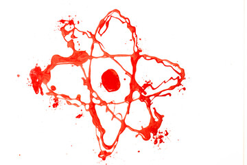 Atom in drip ink stain drops