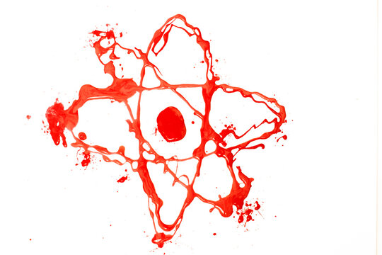 Atom in drip ink stain drops