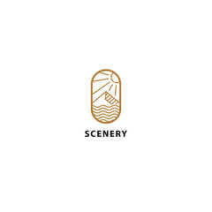 logo design scenery line art. logo template