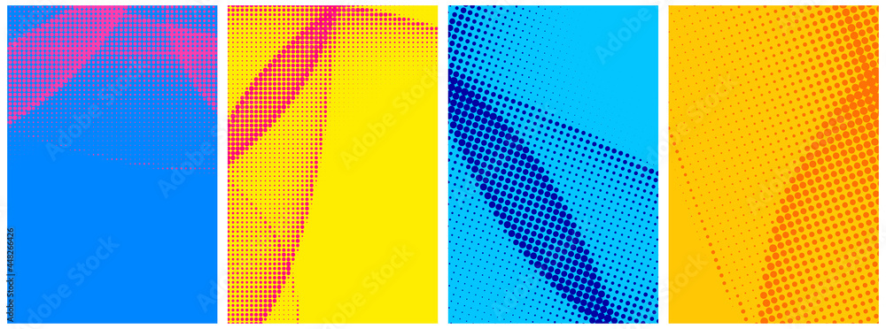 Poster set of abstract halftone colorful backgrounds.