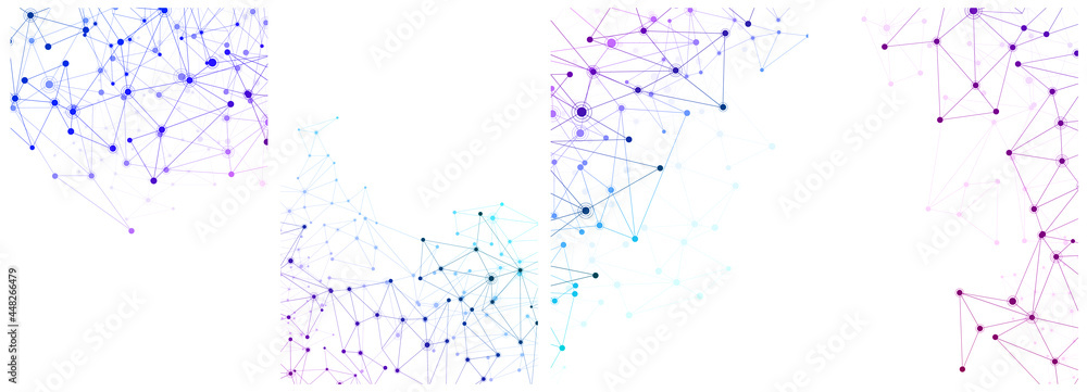 Poster set of abstract polygonal triangle mesh.