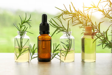 Fresh organic rosemary with essential oil 