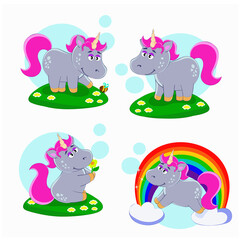 The cute cartoon unicorns