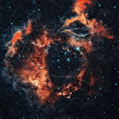 Square background with Rosette nebula for social media, scientific publications, design and visual...