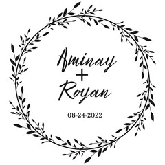 Botanical wedding frame black and white frame, vector illustration hand drawing