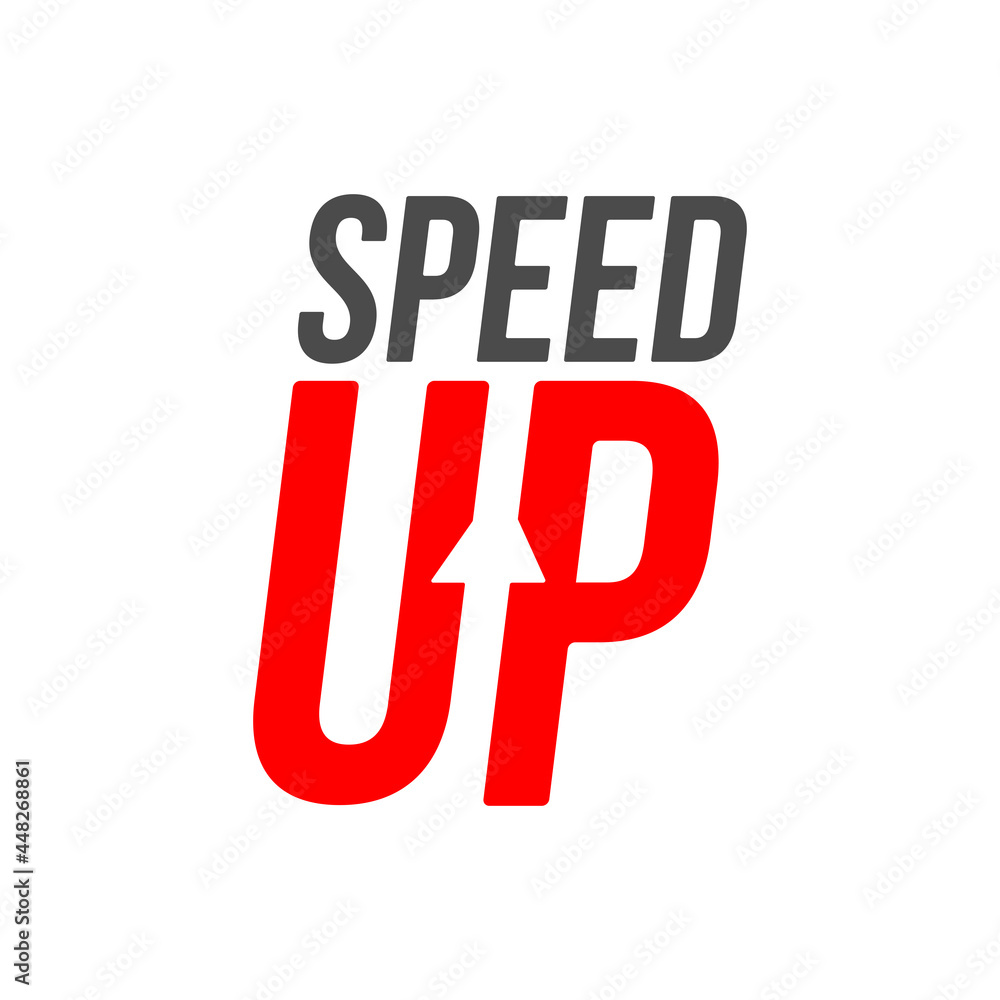 Poster speed up logotype. typography logo design with speed effect. creative negative space logo. flat and 