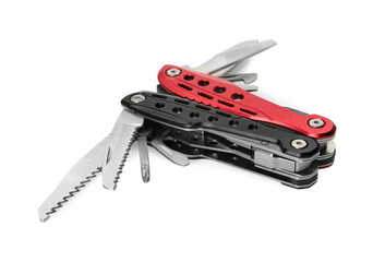 Compact portable colorful multitool isolated on white