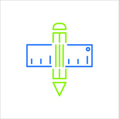 Pencil and ruler icons symbol vector elements for infographic web