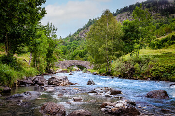 cirque de gavarnie river in the pyrenees