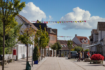 Old town square - house in Hadsund ,Denmark,scandinavia,Europe