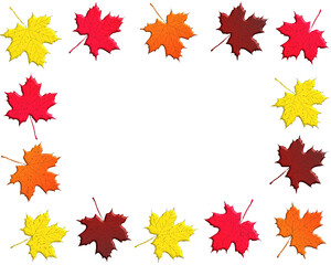 Naklejka na ściany i meble autumn maple leaves frame border vector
