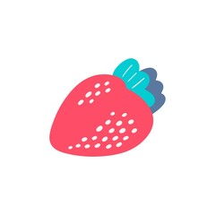 Isolated strawberry on a white background, flat vector illustration.