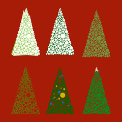 Obraz premium Options for Christmas trees for design of cards and posters