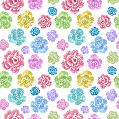 Watercolor seamless floral pattern with bud of roses for wrapping paper 