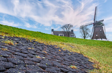 Windmill De Olde Zwarver in Kampen, Overijssel Province, The Netherlands