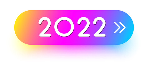 Neon 2022 sign button on white background.