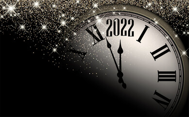 Fototapeta na wymiar Clock showing 2022 half hidden in shadow.