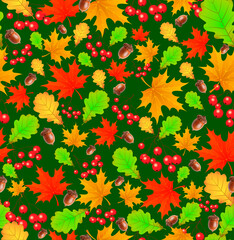 autumn pattern on a green background