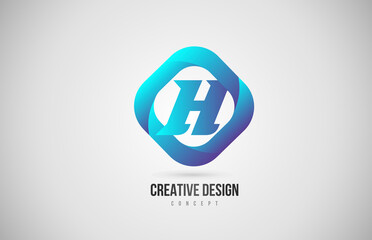 blue gradient H alphabet letter icon logo. Creative design for company