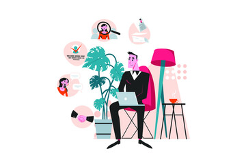 Interview Process Illustration Concept. Flat illustration isolated on white background.