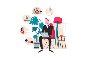 Interview Process Illustration Concept. Flat illustration isolated on white background.