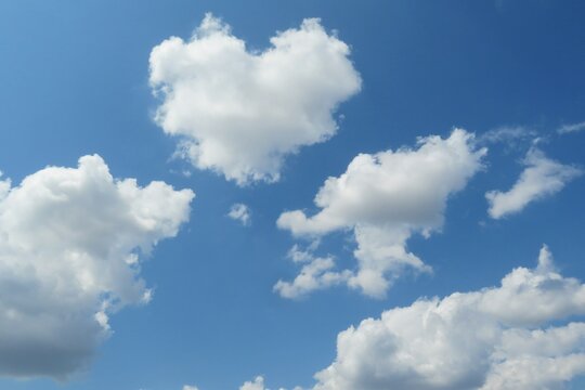 Beautiful heart shape cloud in blue sky, natural clouds background