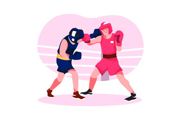 Boxing Sport Illustration Concept. Flat illustration isolated on white background.