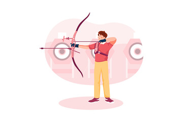 Archery Sport Illustration Concept. Flat illustration isolated on white background.