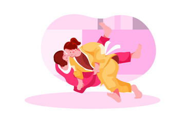 Fototapeta na wymiar Judo Sport Illustration Concept. Flat illustration isolated on white background.