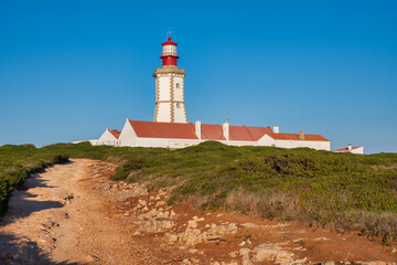 Fototapeta na wymiar Lighthouse in Cabo Espichel in Sesimbra Portugal