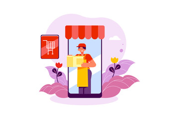 Online Shopping Delivery Illustration Concept. Flat illustration isolated on white background.