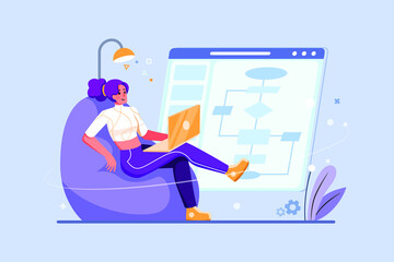 Computer Algorithm Illustration Concept. Flat illustration isolated on white background.