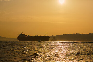 Obraz premium Logistics and transportation of International Container Cargo ship. Freight Transportation, Shipping.
