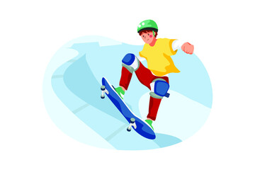 Skateboarding - Sport Illustration Concept. Flat illustration isolated on white background.
