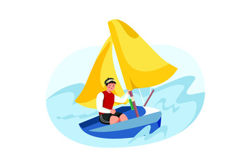 Sailing - Sport Illustration Concept. Flat illustration isolated on white background.
