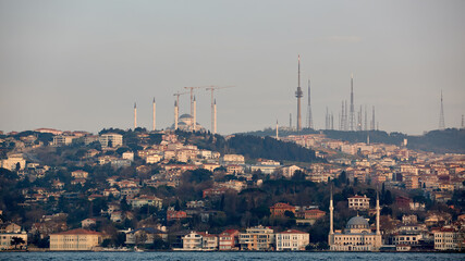 Istanbul Camlica Mosque or Camlica Tepesi Camii under construction. Camlica Mosque is the largest mosque in Asia Minor. Istanbul, Turkey.