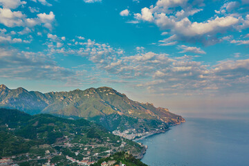 High angle view of Minori and Maiori, Amalfi coast, Italy