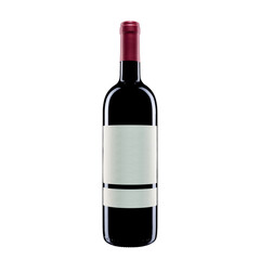 Bottle of red wine on a white background.
