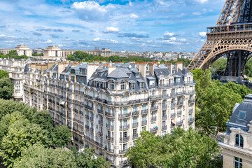 Paris, panorama of the city, with the Eiffel Tower and the Trocadero in background

